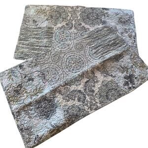 Set of 2 NE Noble Excellence Quilted King Pillow Shams Blue Green Floral Cotton